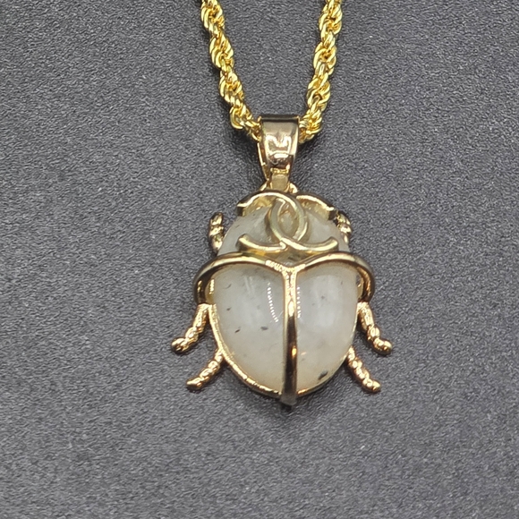 Chanel Beetle Pendant Necklace – 18K Gold Over S925 Sterling Silver 20" Chain - Picture 1 of 5
